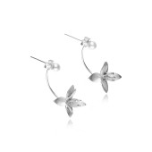 Cercei argint cu perle naturale si floare satinata DiAmanti ALEP030-AS